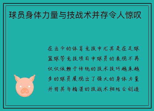 球员身体力量与技战术并存令人惊叹